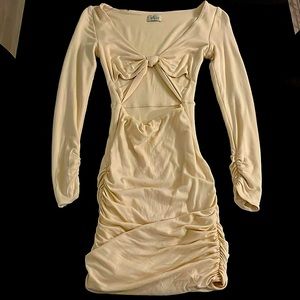 OhPolly Cream Drawstring Mini Dress